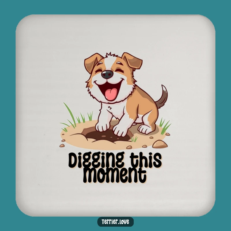 Funny Digging Terrier Coaster - Focused Dog Drink Protector, Hobby Gift