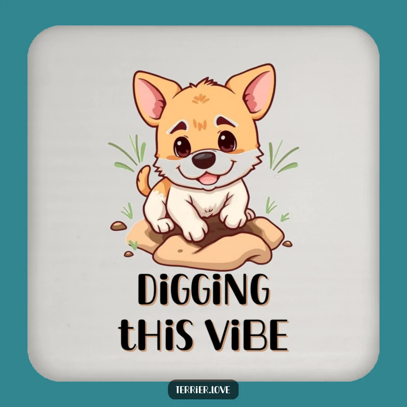 Funny Playful Terrier Digging Coasters: Protect Surfaces