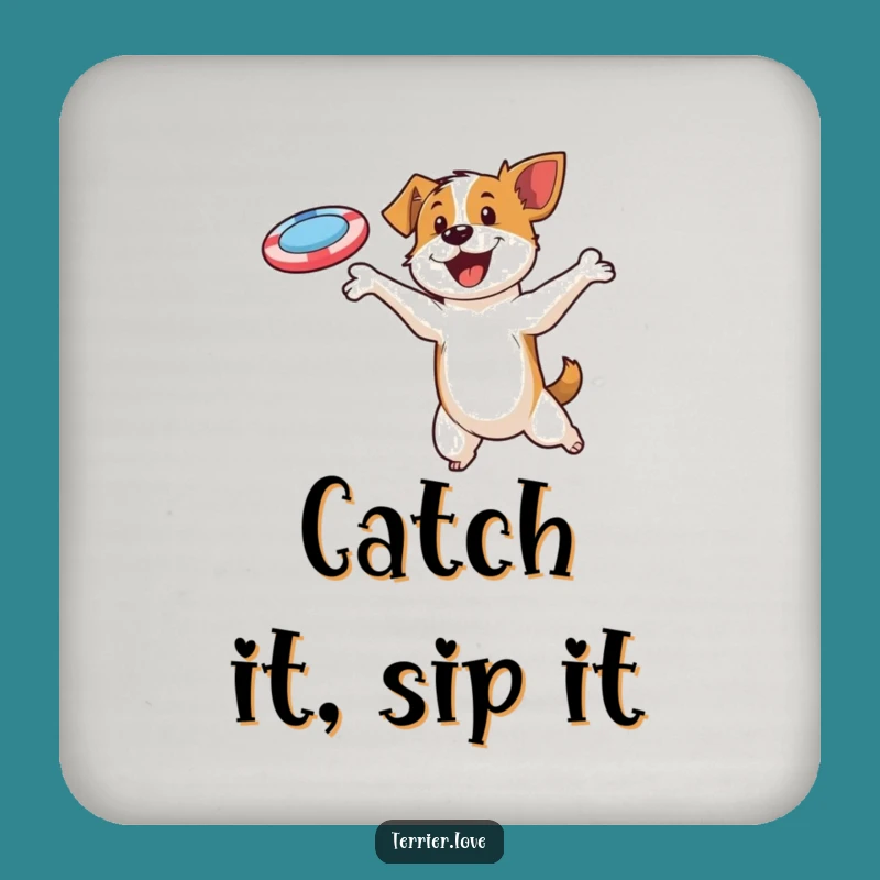 Funny Terrier Disc Play Coaster Set: Hilarious Dog Protection for Tables