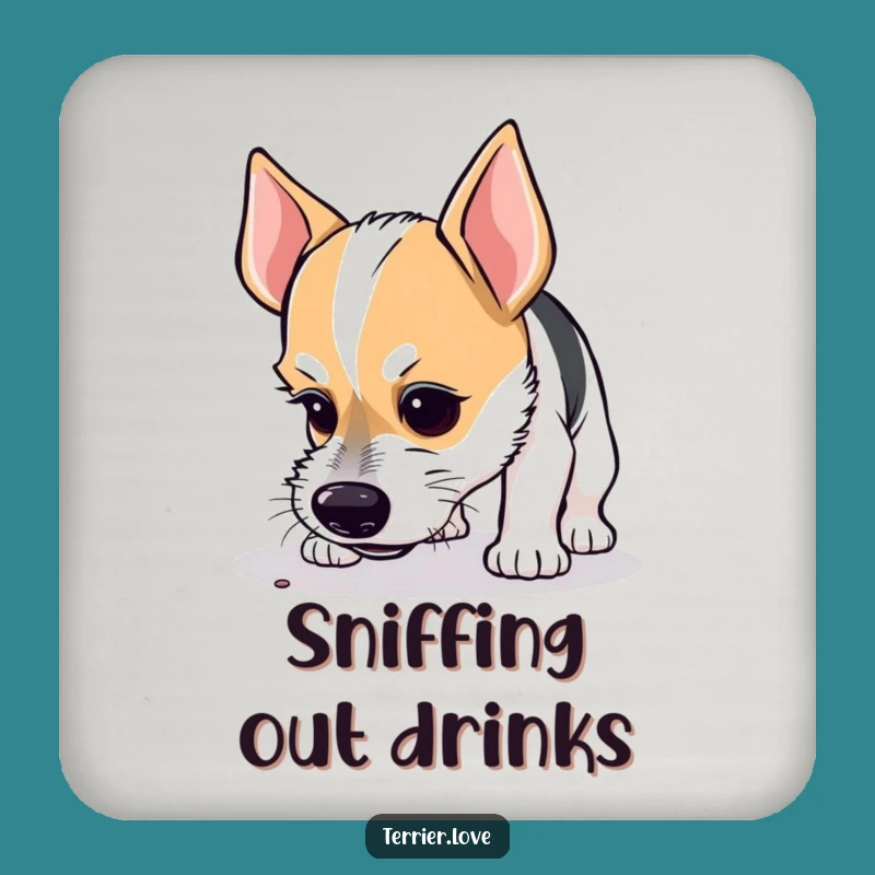 Funny Terrier Drink Coaster: Curious Sniffer Dog Surface Protector