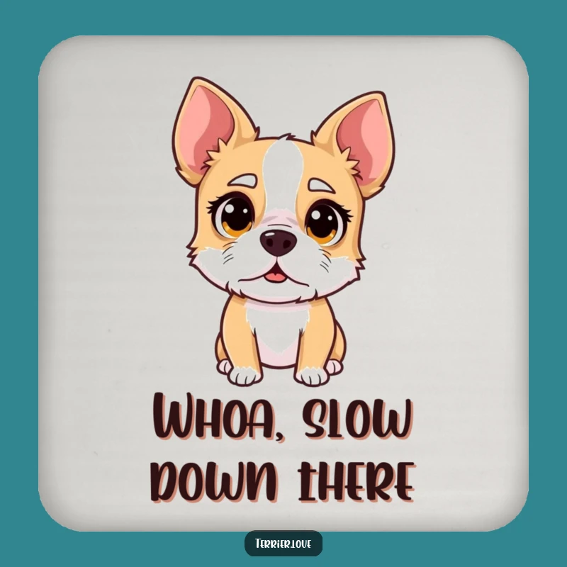 Funny Surprised Terrier Coaster - Wide-Eyed Dog Drink Protector, Reaction Gift