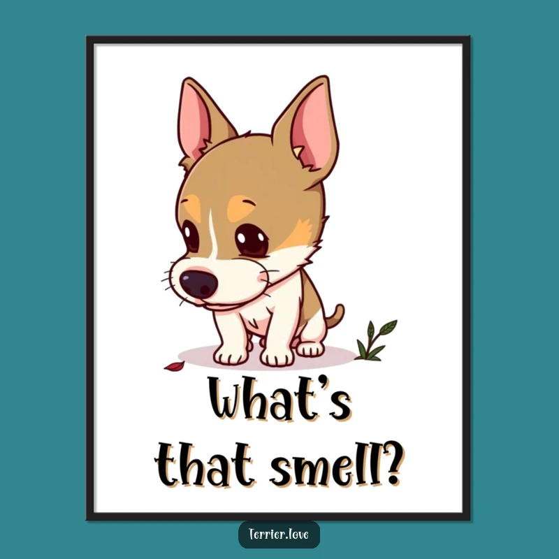Funny Curious Terrier Poster: Intriguing Dog Art for Walls