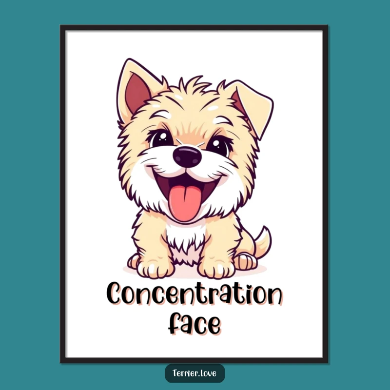 Funny Joyful Terrier Poster: Focused Pup Art, a Vibrant Funny Gift