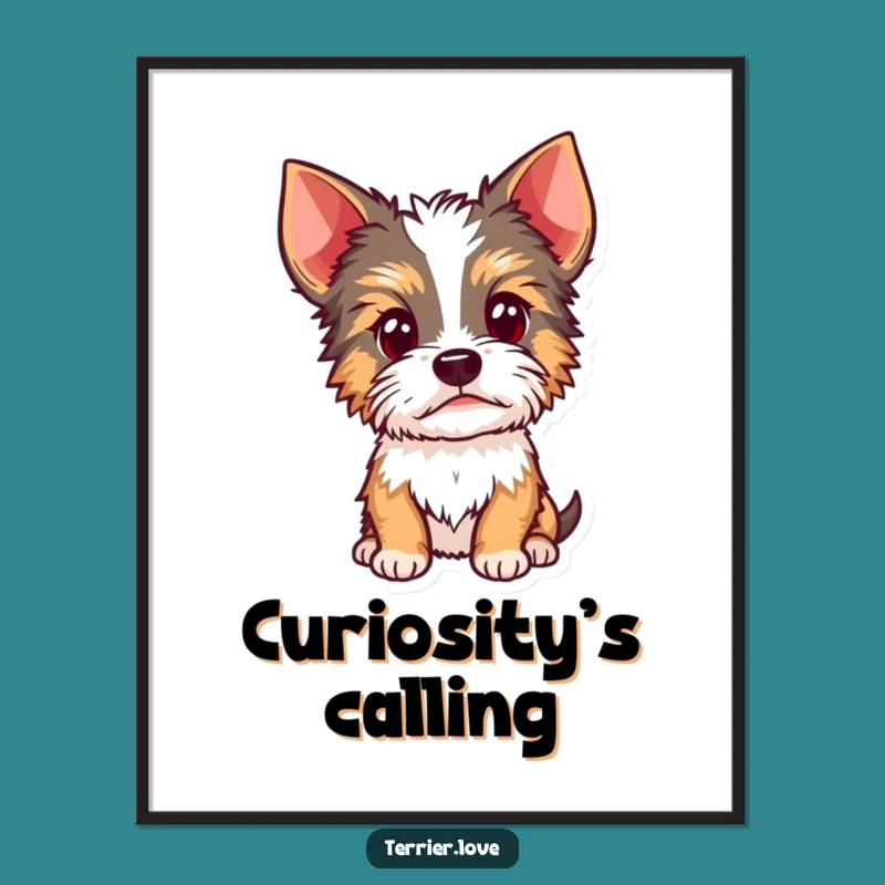 Funny Terrier Curious Head Cocked Poster: Alert Ears Wall Art