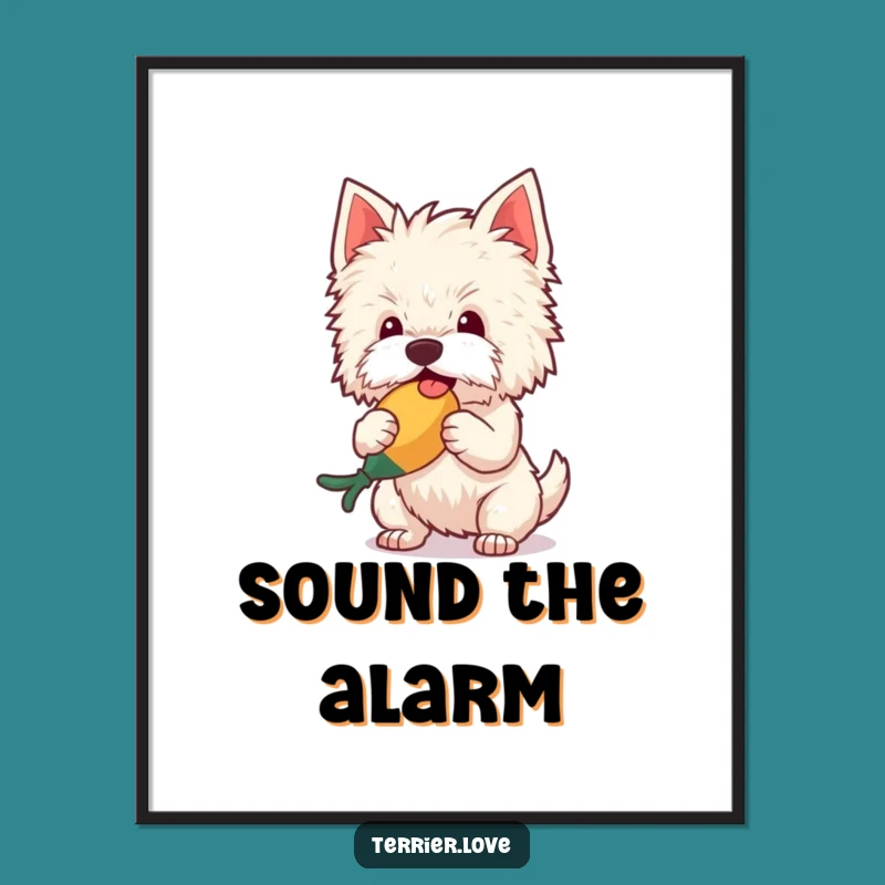 Funny Terrier Poster: Happy Dog Shaking Squeaky Toy, Vibrant Funny Gift Art