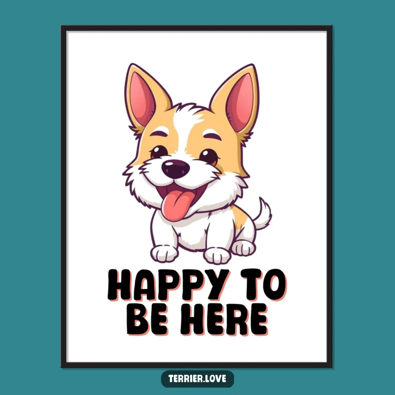 Funny Terrier Poster: Tongue Out Dog, Energetic Funny Gift Art