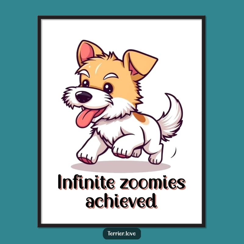 Funny Terrier Tail Chasing Poster: Hilarious Wall Art for Dog Lovers
