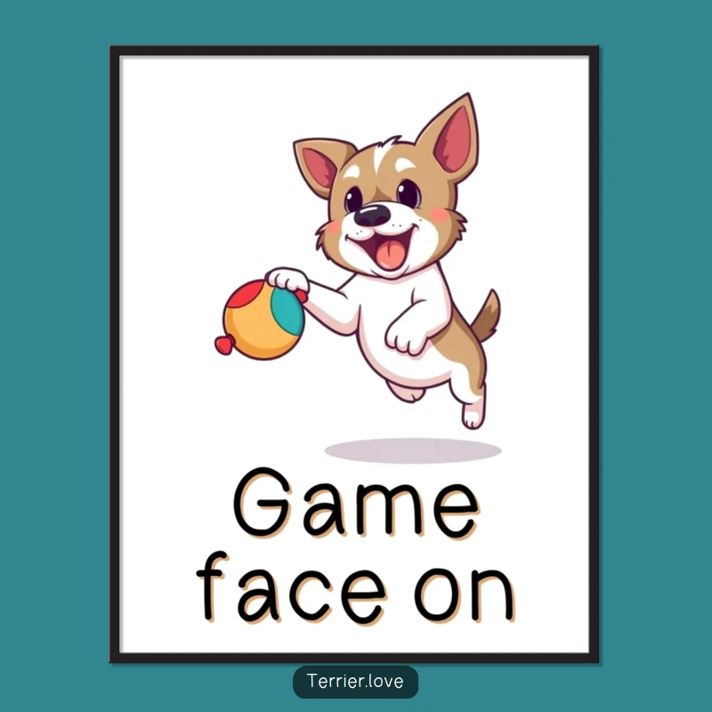 Funny Terrier Toy Leap Poster: Dynamic Dog Art for Walls