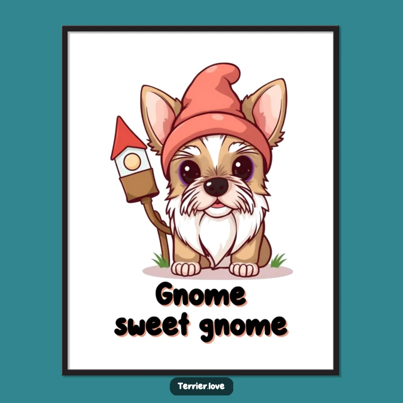 Funny Terrier Gnome Peeker Poster - Hilarious Wall Art for Dog Fans