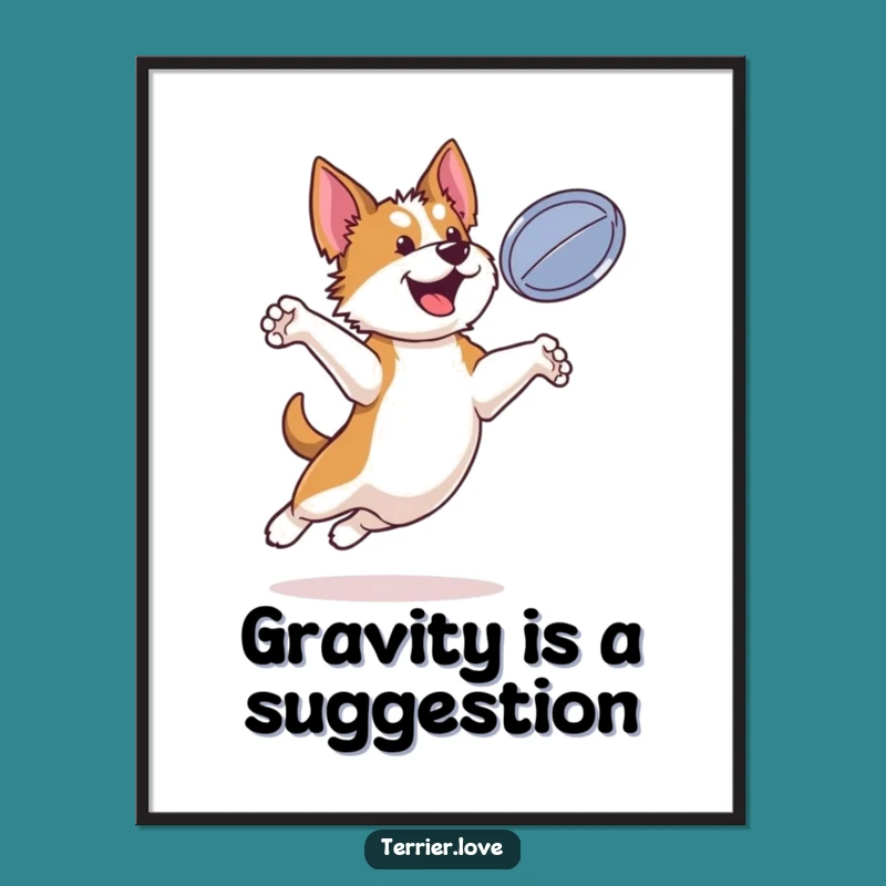 Funny Bouncy Terrier Poster: Dynamic Action Art, Great Gift