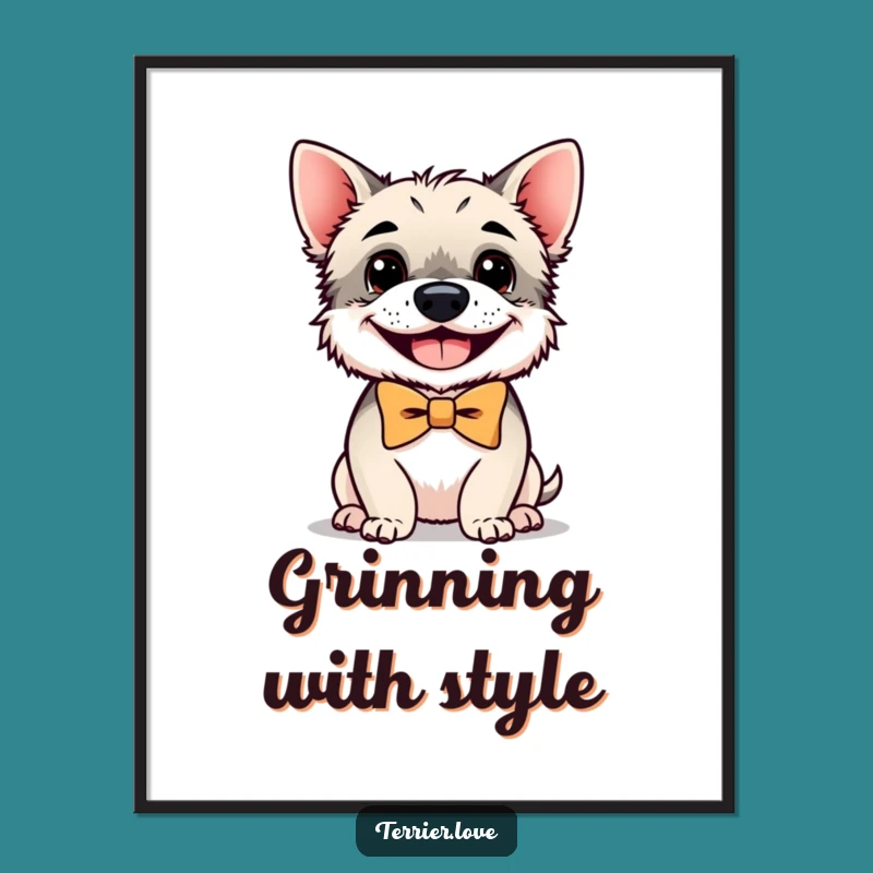 Funny Terrier Poster: Bowtie, Happy Grin, Charming Wall Art for Dog Lovers