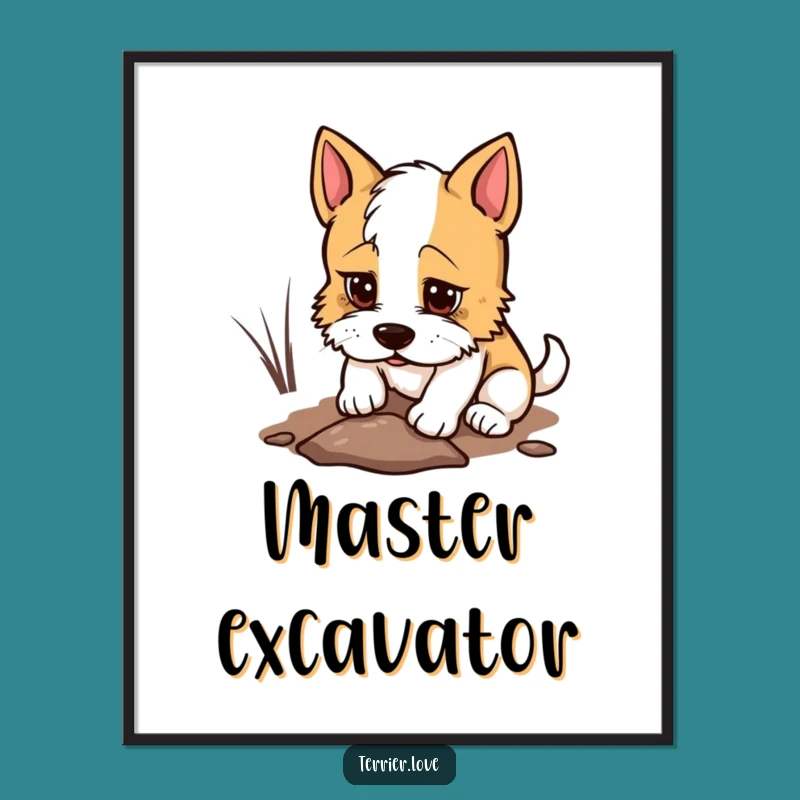 Funny Terrier Poster - Determined Dog Art, Perfect Gift for Goal Setters