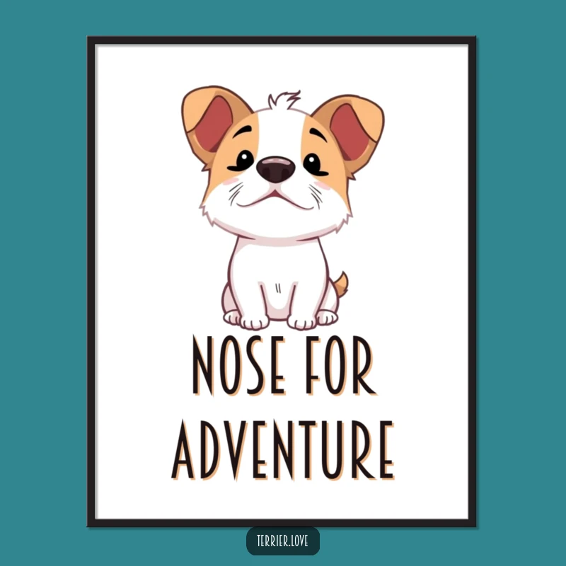 Funny Sniffing Terrier Poster - Excited Dog Nose Art, Quirky Gift