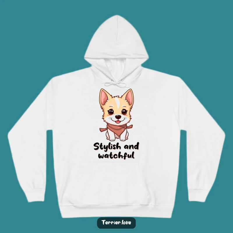 Cozy Funny Terrier Hoodie: Smiling Scarf Dog Alert Gift