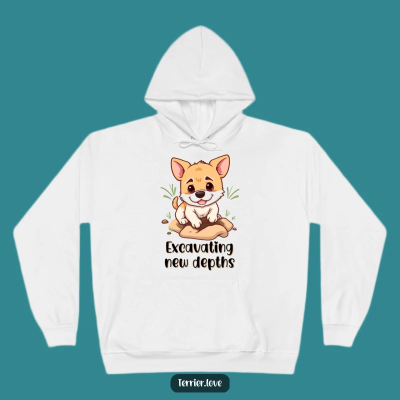 Funny Playful Terrier Digging Hoodie: Cozy Determination