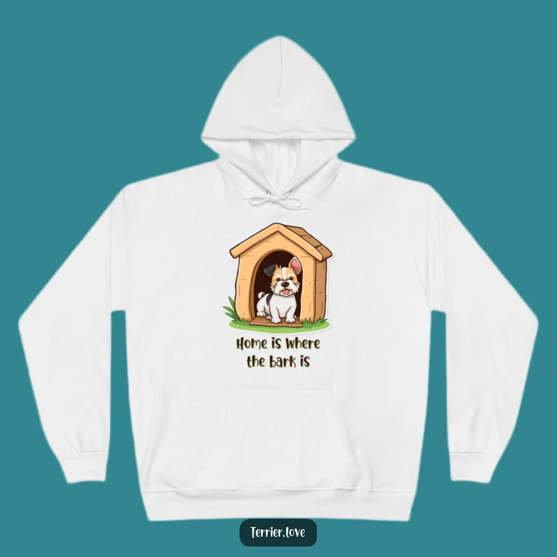 Funny Terrier Peeking Hoodie - Cozy and Hilarious Doghouse Comfort