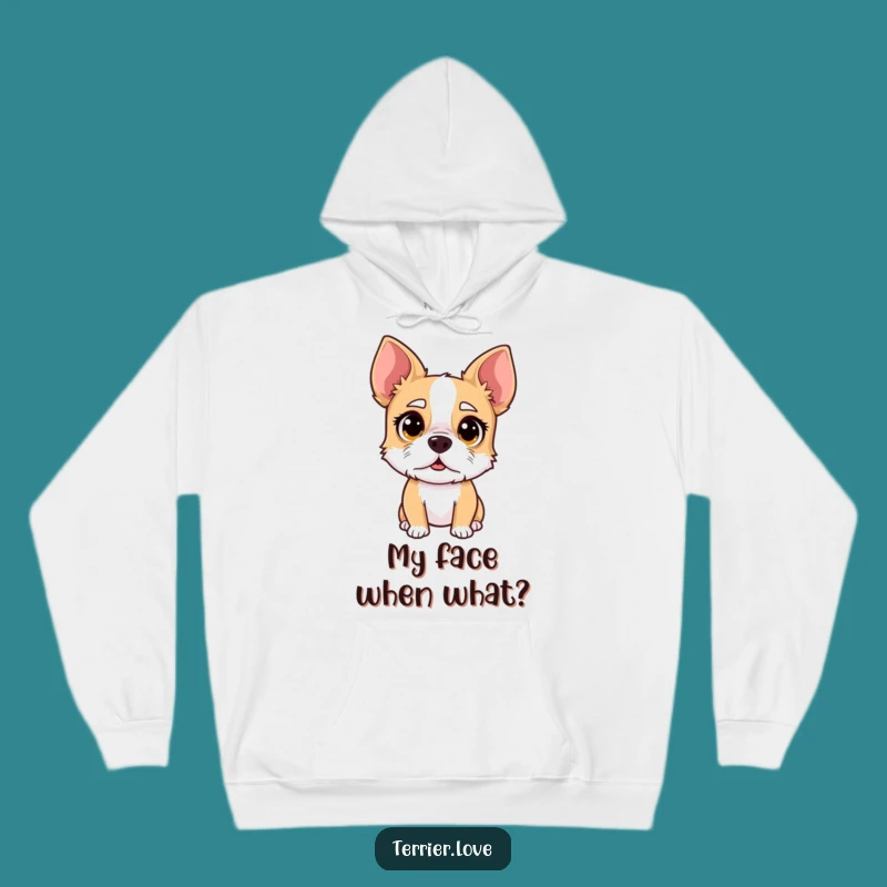 Funny Surprised Terrier Hoodie - Cozy Wide-Eyed Dog Sweatshirt, Reaction Gift
