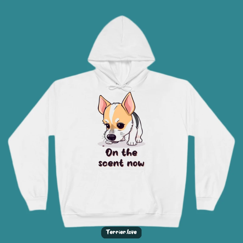Cozy Funny Terrier Hoodie: Curious Sniffer, Focused Dog Apparel Gift