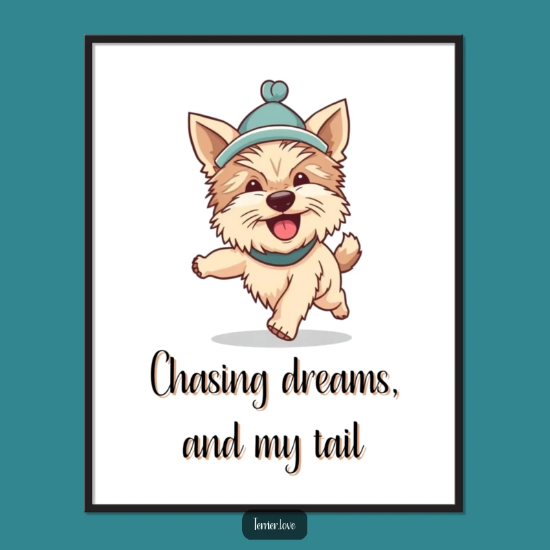 Free Printable Silly Terrier Wall Art - Funny Dog Hat Downloadable Poster