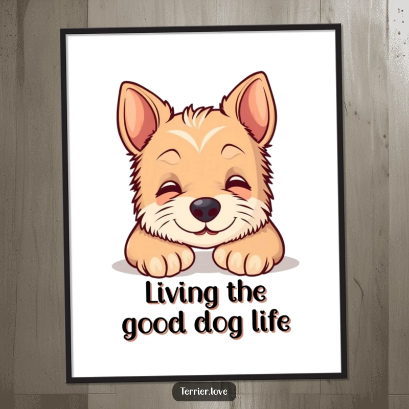 Funny Free Printable Wall Art: A serene terrier rests its head on its paws, radiating calm and contentment.