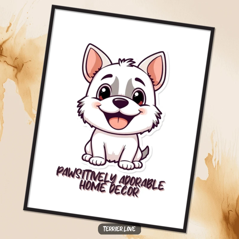 Funny Free Printable Wall Art: A happy terrier with a big pant, looking for attention, bringing a dose of playful energy to your space.