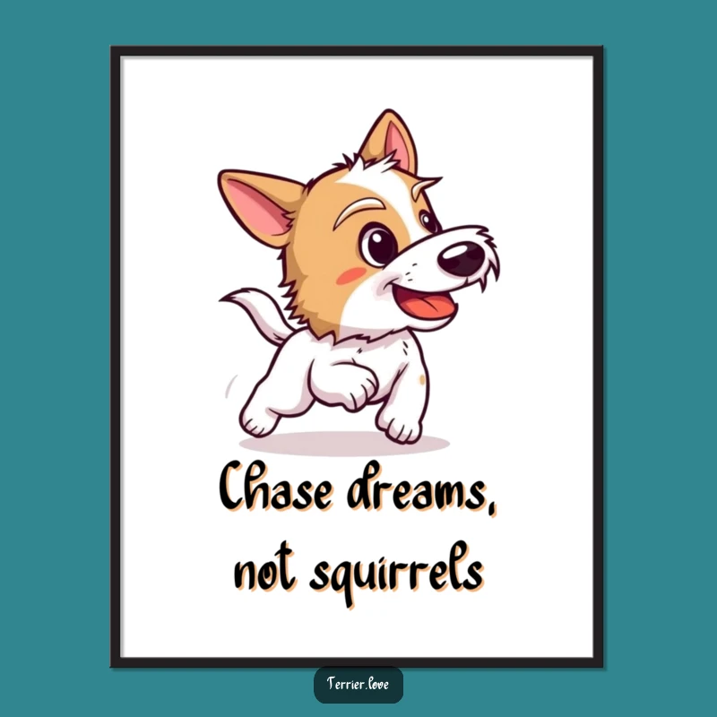 Free Printable Wall Art: Playful Terrier Chasing, Dynamic Downloadable Decor for Dog Lovers