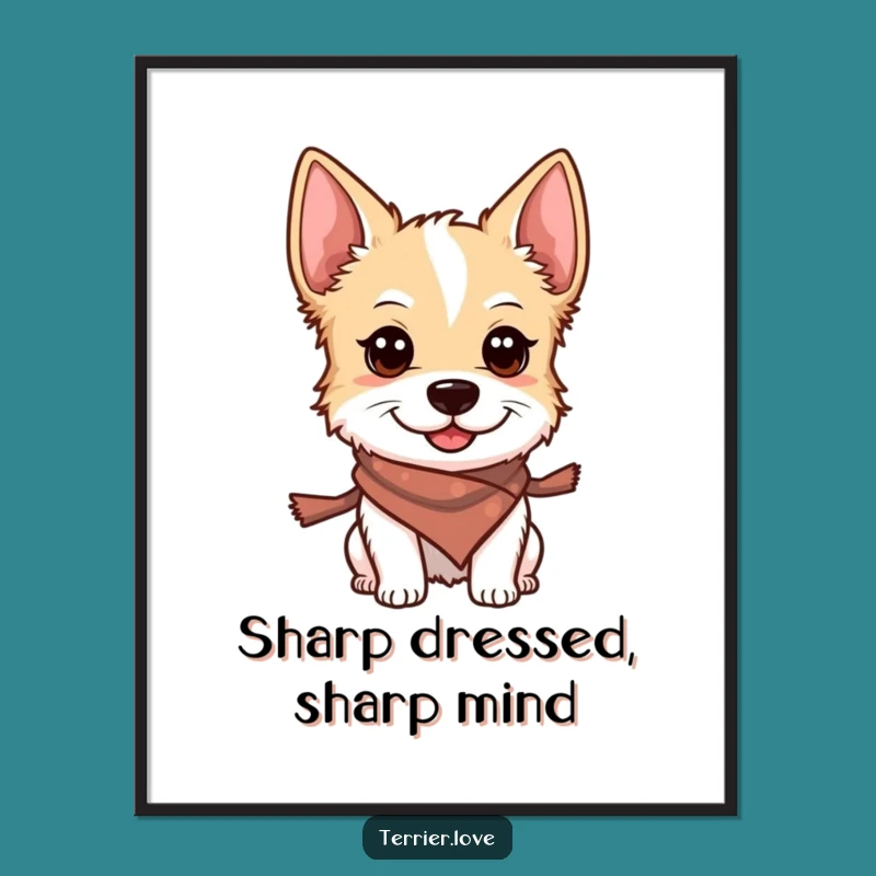 Free Printable Wall Art: Stylish Terrier Dog with Scarf! Cute Downloadable Decor