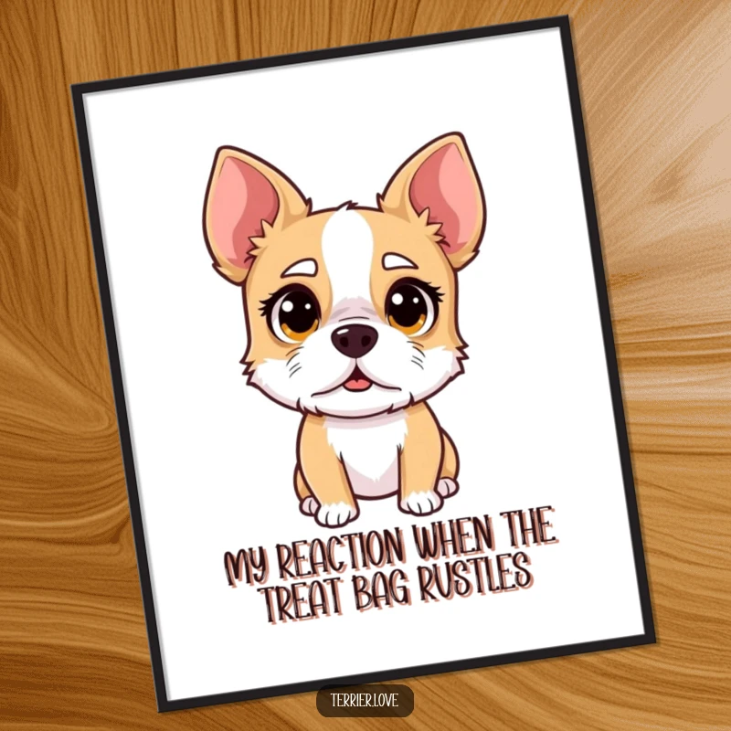 Funny Free Printable Wall Art: A terrier with comically wide eyes and a raised eyebrow, capturing a moment of pure surprise.