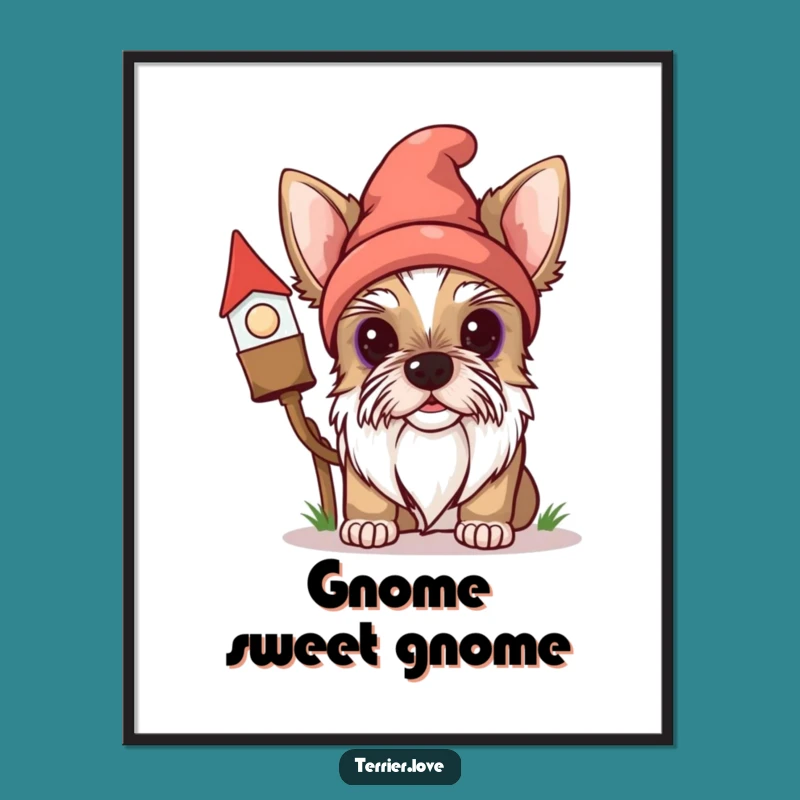 Funny Free Printable Terrier Gnome Art: Curious Dog Downloadable Decor