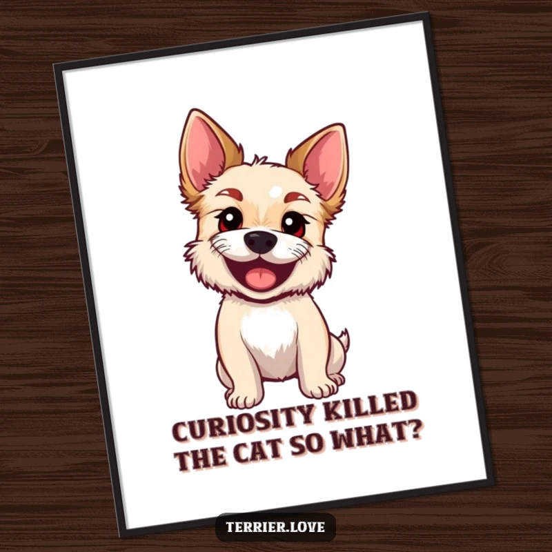 Funny Free Printable Wall Art: A terrier tilting its head with an adorable, curious expression, captivating any viewer.