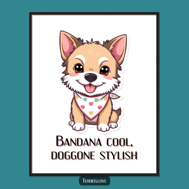Funny Free Printable Wall Art: Quirky Bandana Terrier Dog - Downloadable Art Decor!