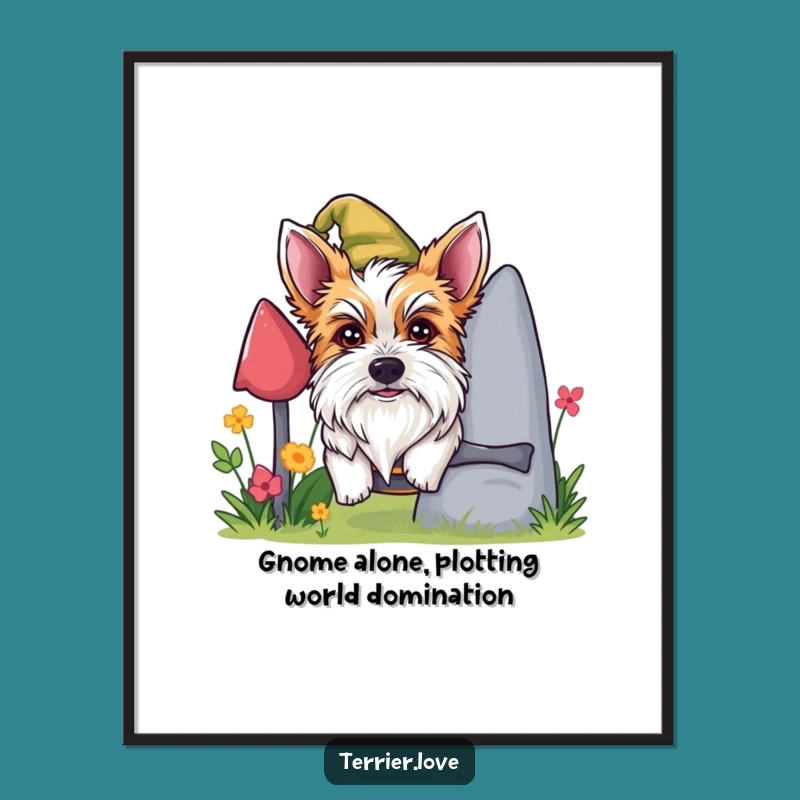 Free Printable Wall Art: Mischievous Terrier Gnome Funny Dog Downloadable Art