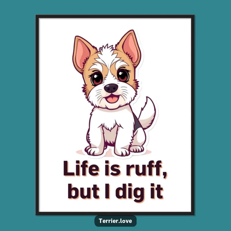 Free Printable Wall Art: Excited Terrier Wagging Tail Funny Dog Downloadable Art