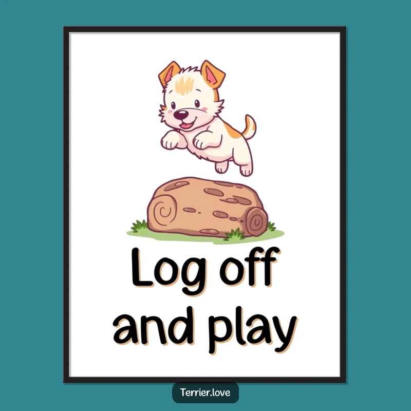 Funny Free Printable Terrier Leaping Art: Energetic Dog Action Downloadable Decor