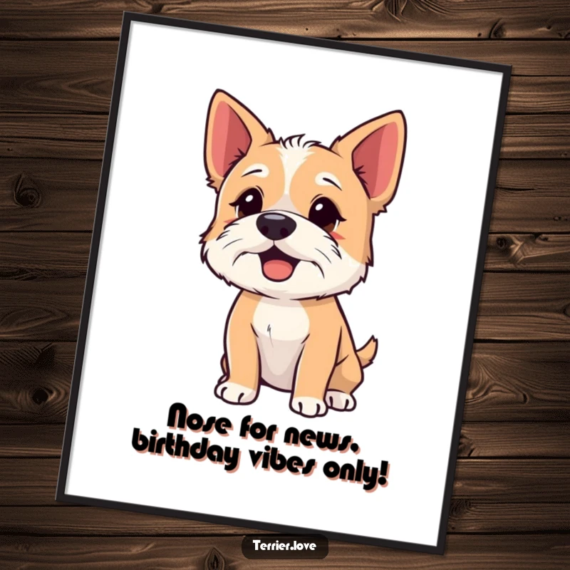 Funny Free Printable Terrier Wall Art: Terrier dog sniffing the air with nose up, curious and alert, perfect for dog lovers, downloadable art.