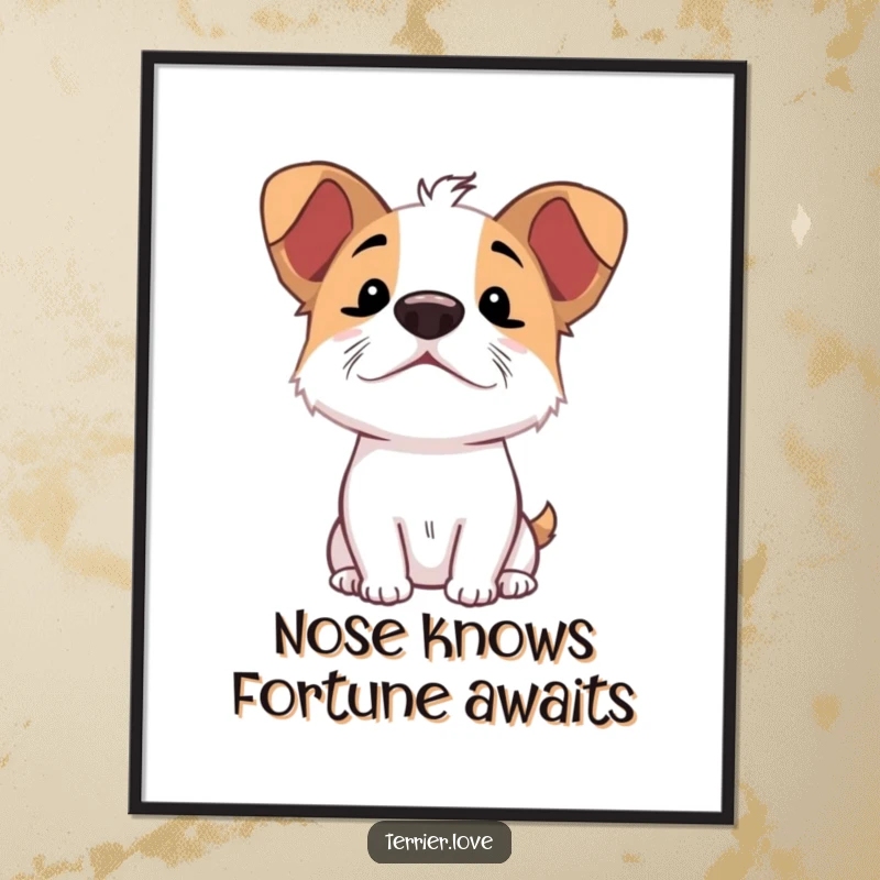 Funny Free Printable Terrier Wall Art: Terrier dog excitedly sniffing the air with nose up, full of anticipation.