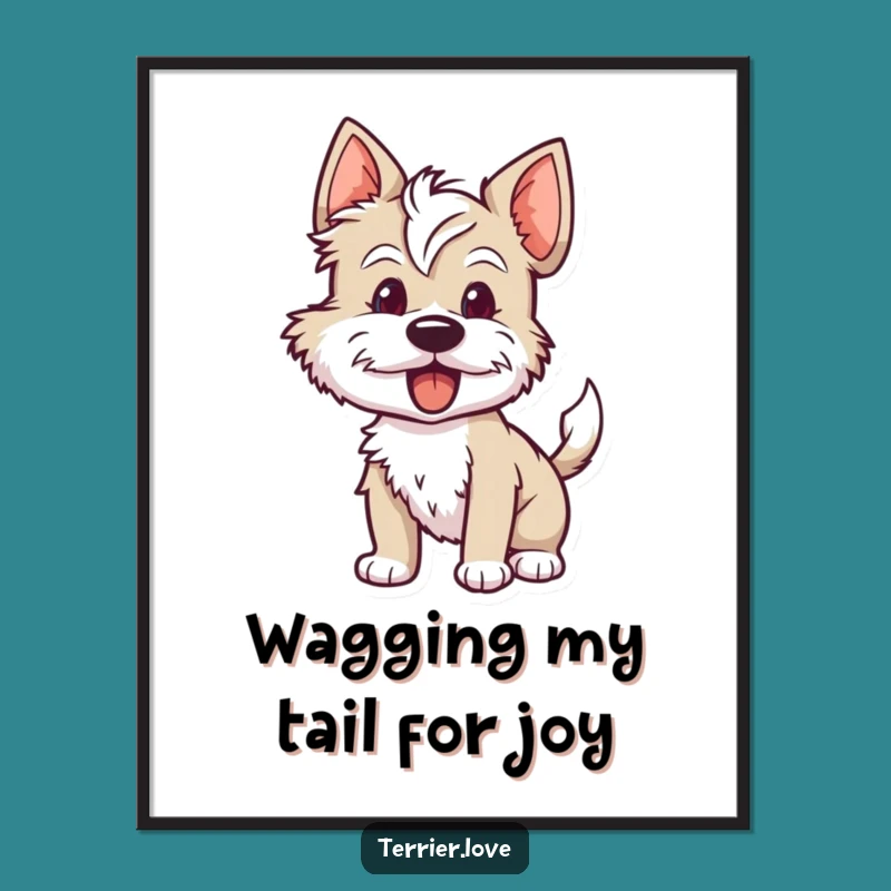 Free Printable Wall Art: Funny Eager Terrier Tail Wag Decor