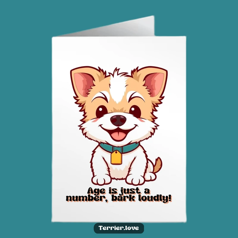 Free Printable Birthday Card: Smiling Terrier, Funny Dog Tag Downloadable Gift