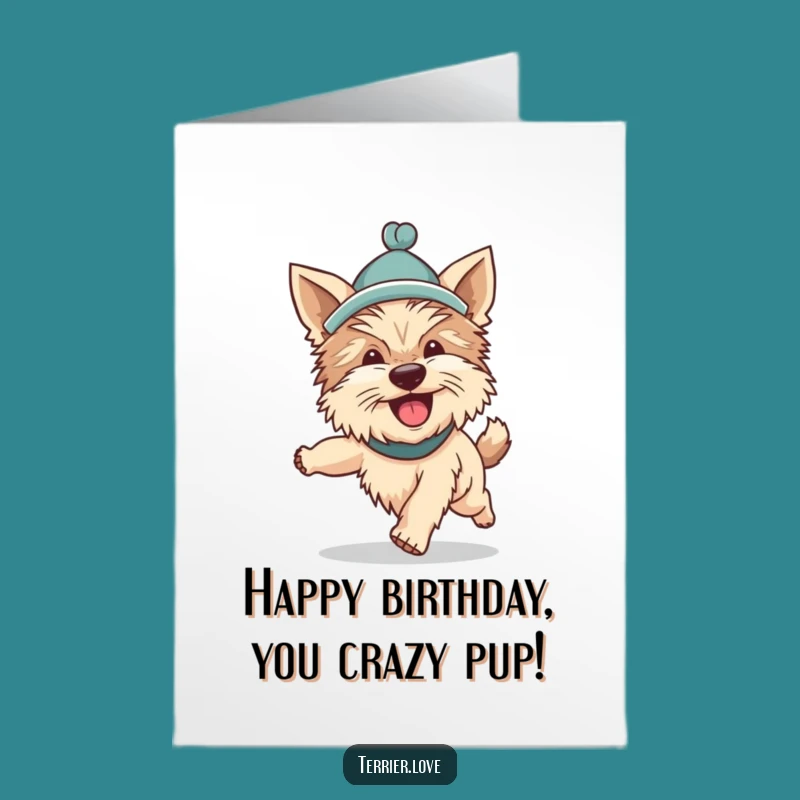 Free Printable Silly Terrier Birthday Card - Funny Dog Hat Downloadable Gift