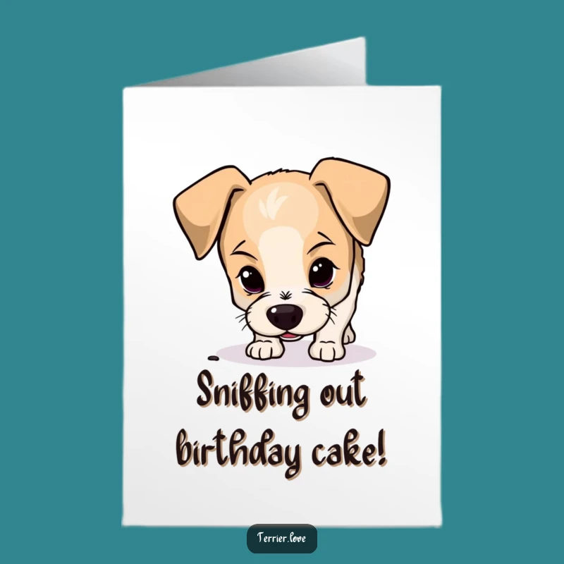 Free Printable Terrier Birthday Card: Curious Dog, Floppy Ears, Funny Downloadable Gift