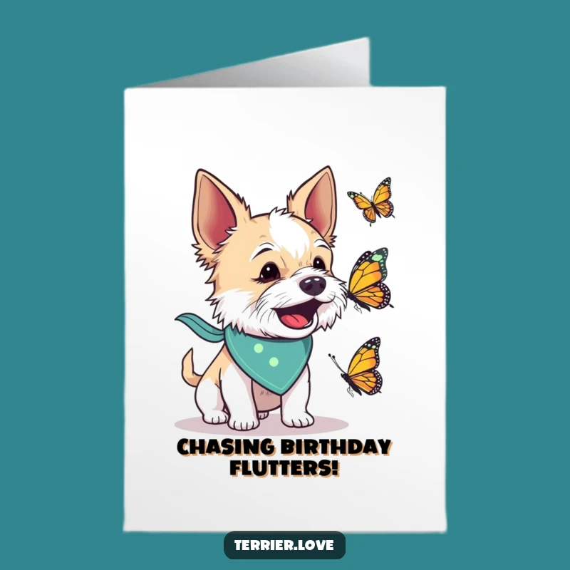 Funny Terrier Butterfly Bark Free Printable Birthday Card - Dog Downloadable