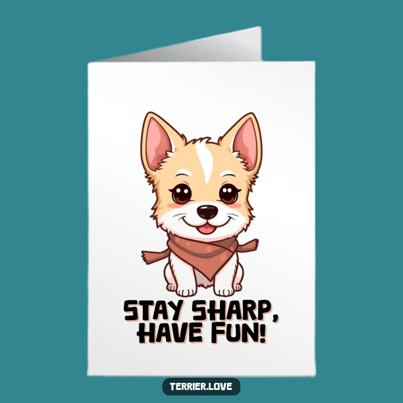 Free Printable Birthday Card: Stylish Terrier Dog with Scarf! Cute Downloadable Gift