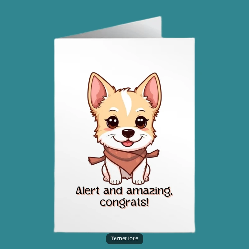 Free Printable Congrats Card: Alert Terrier in Scarf! Chic Downloadable Gift