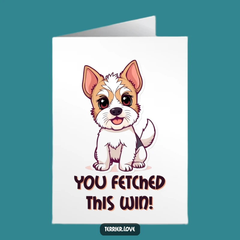 Free Printable Congrats Card: Excited Terrier Wagging Tail Funny Dog Design