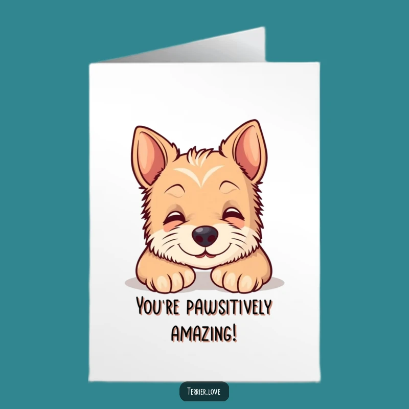Free Printable Terrier Congrats Card: Content Smile, Funny Achievement Downloadable Gift