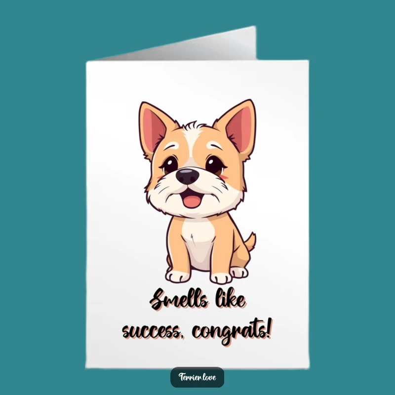 Free Printable Terrier Congrats Card: Sniffing Dog Hilarious Downloadable Gift