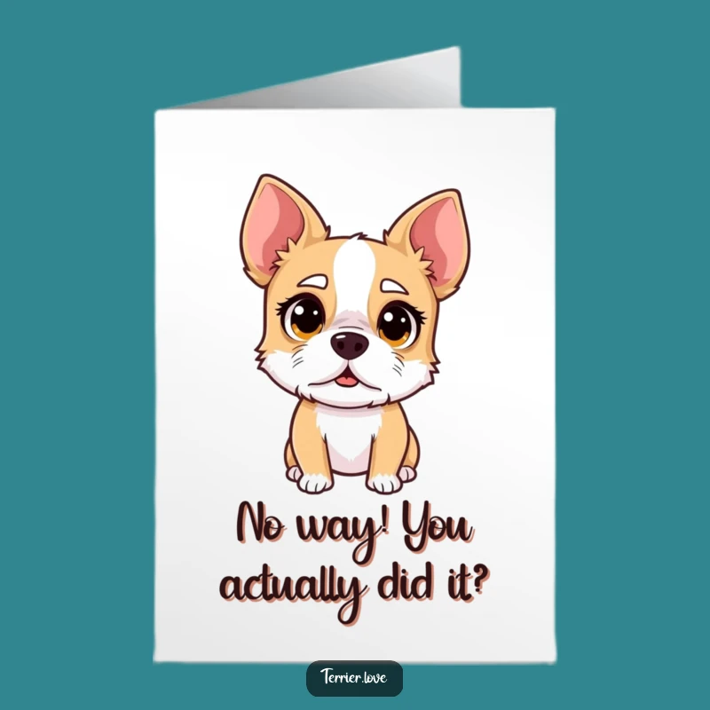 Free Printable Congrats Card: Surprised Terrier Dog Wow Downloadable Gift