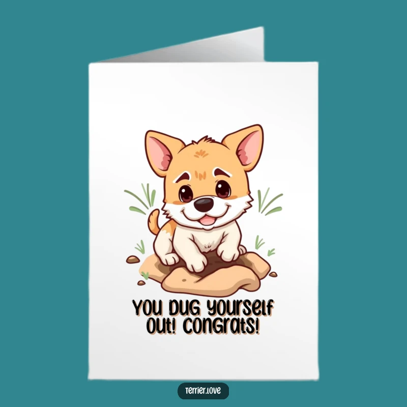 Free Printable Terrier Congrats Card: Go-Getter Pup Funny Downloadable Greeting