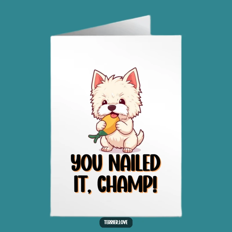 Free Printable Terrier Card: Fluffy Dog Toy Shake Congrats, Hilarious Downloadable Gift
