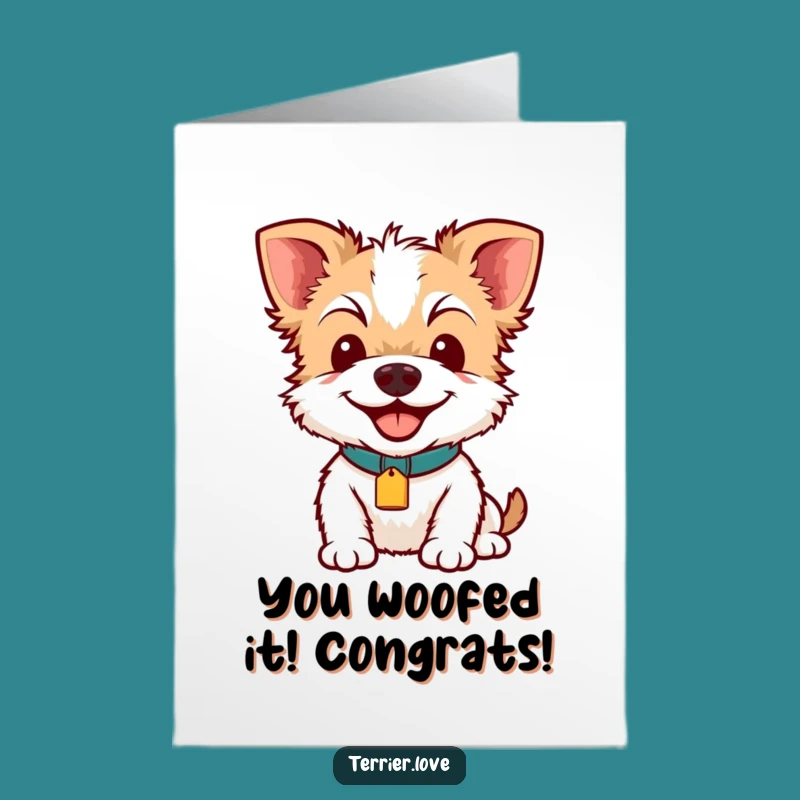 Free Printable Congrats Card: Happy Terrier, Funny Dog Tag Downloadable Gift